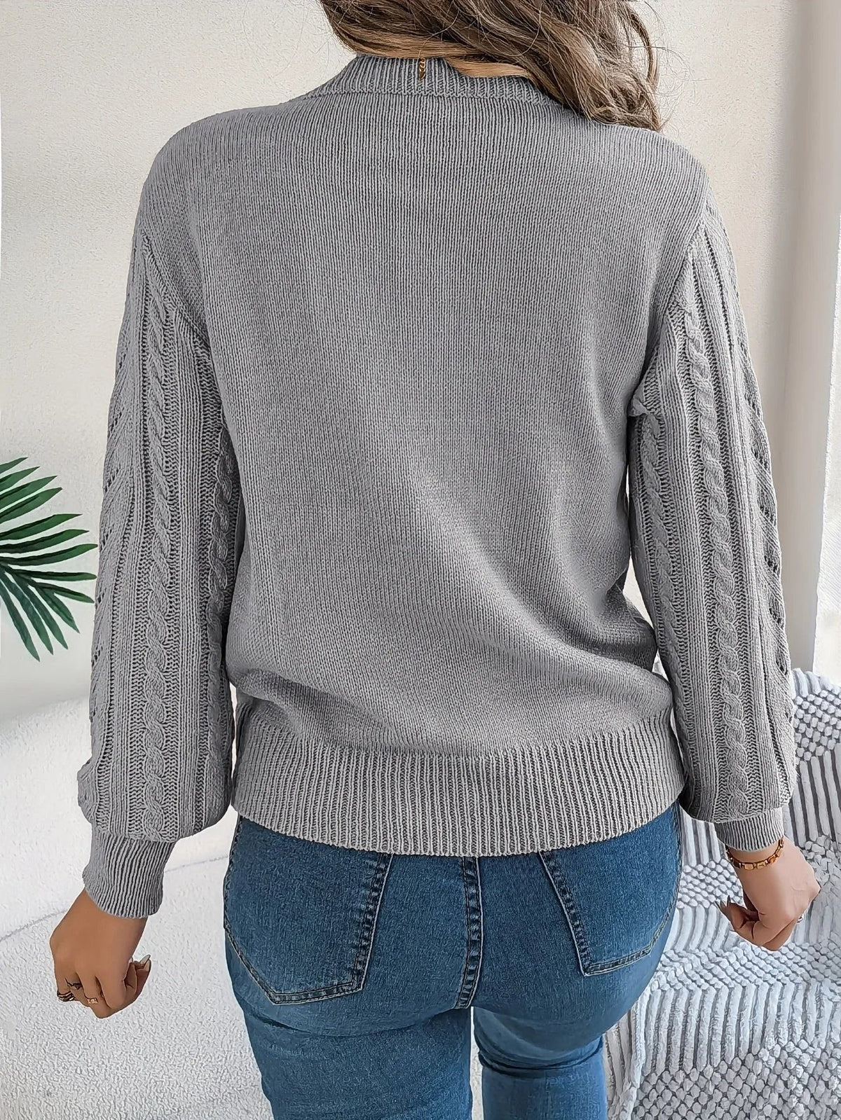 Larenne - Cable Knit Pullover Sweater Everyday Layering — view 9 of 10