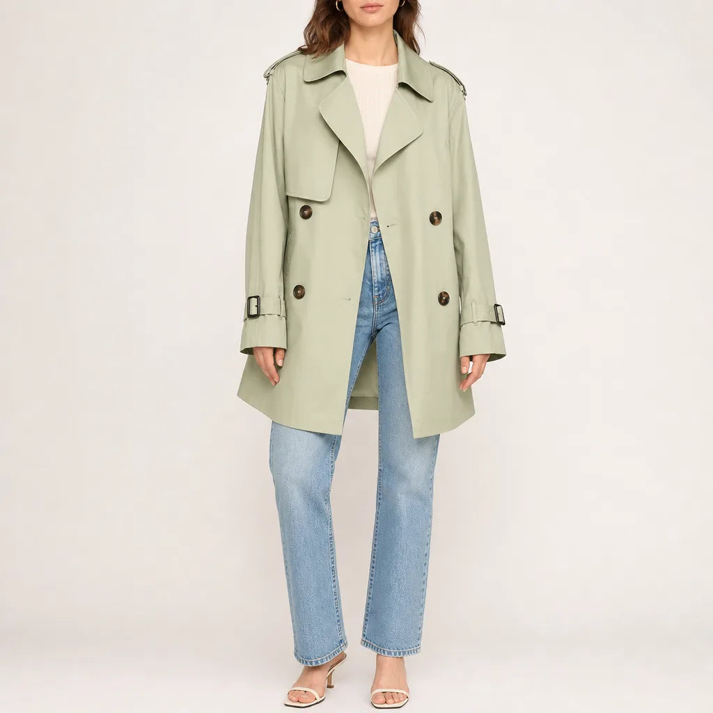Larenne - Double Breasted Trench Coat For Everyday Layering