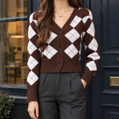 Larkspire - Argyle Knit Cardigan Everyday Layering — view 3 of 4