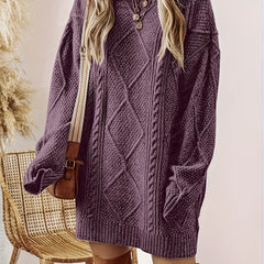 Linvora - Cable Knit Sweater Dress Everyday Elegant Styling