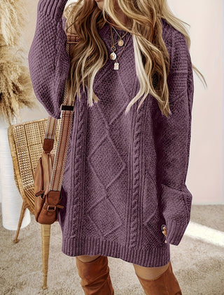 Linvora - Cable Knit Sweater Dress Everyday Elegant Styling — view 4 of 10
