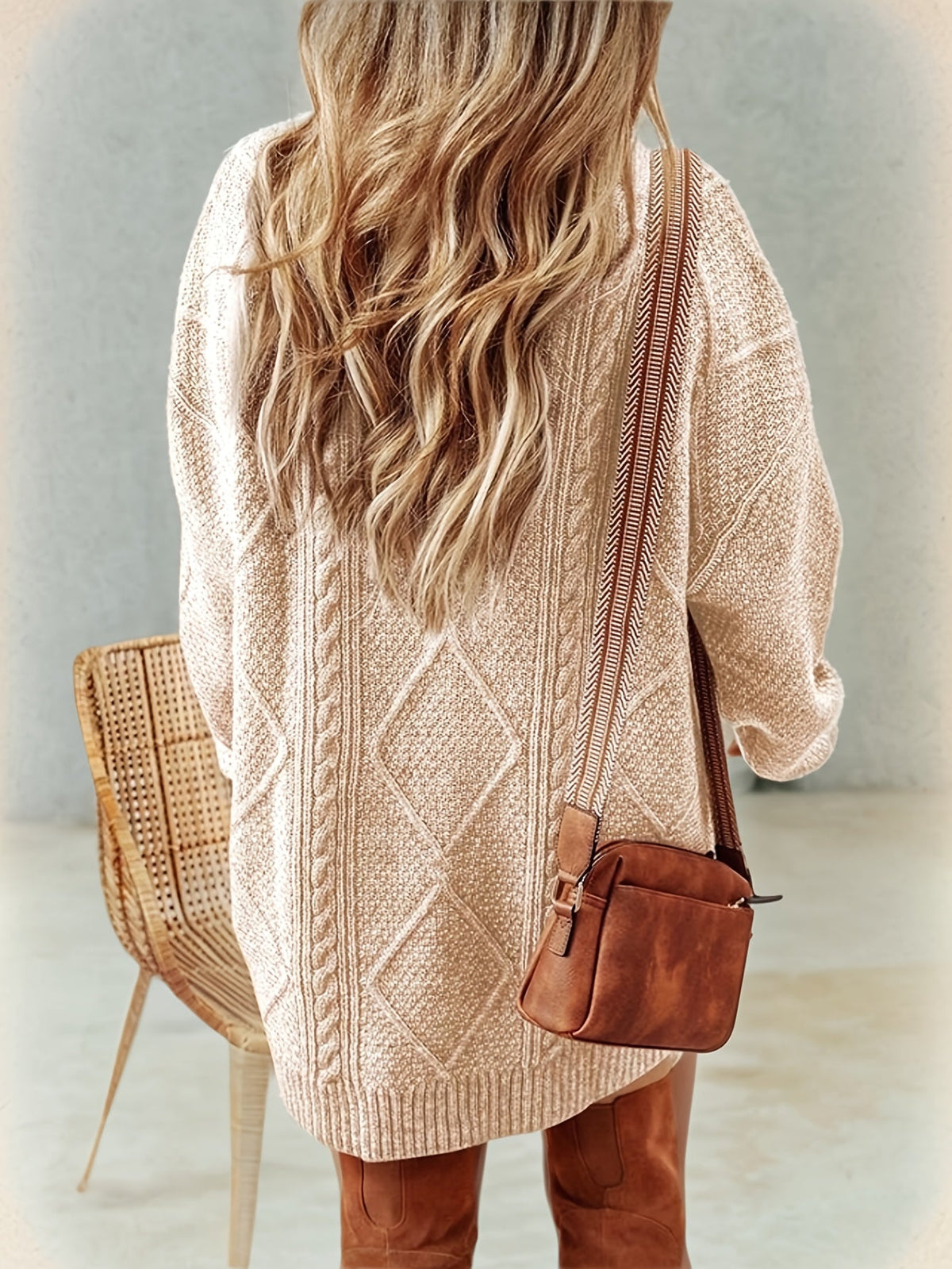 Linvora - Cable Knit Sweater Dress Everyday Elegant Styling — view 9 of 10