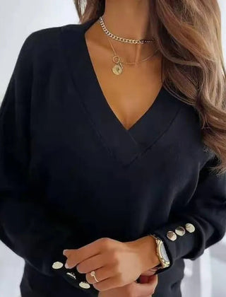 Loomelle - Deep V Neck Knit Sweater Everyday Layering — view 10 of 10