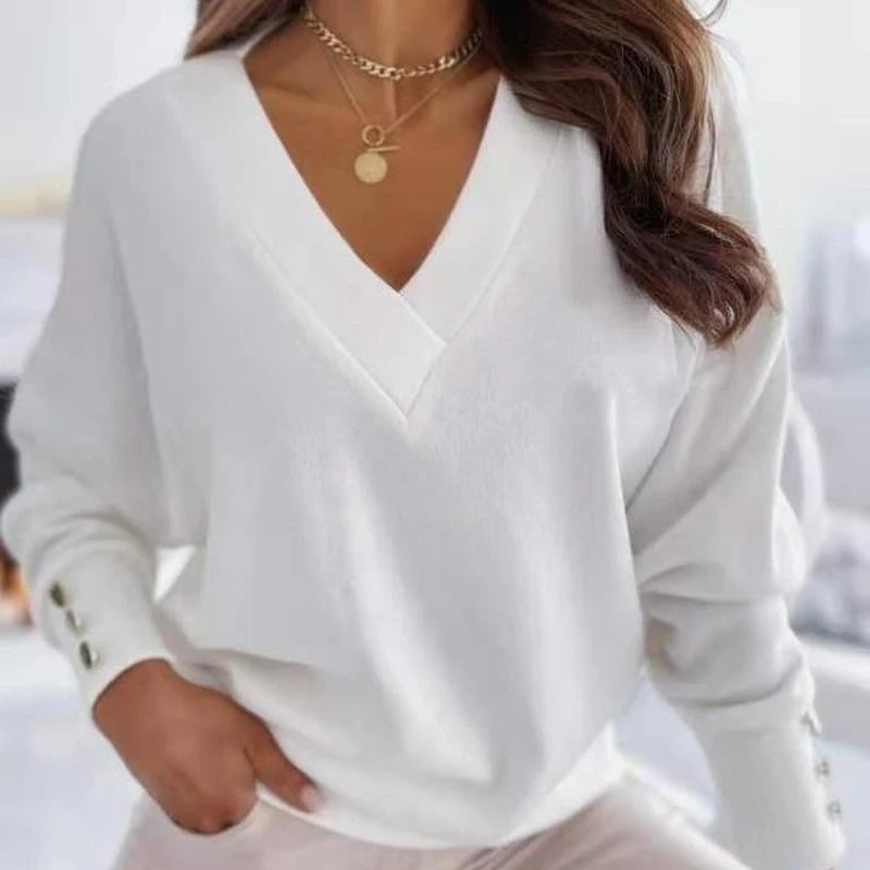 Loomelle - Deep V Neck Knit Sweater Everyday Layering — view 4 of 10