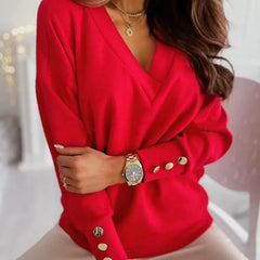 Loomelle - Deep V Neck Knit Sweater Everyday Layering — view 5 of 10