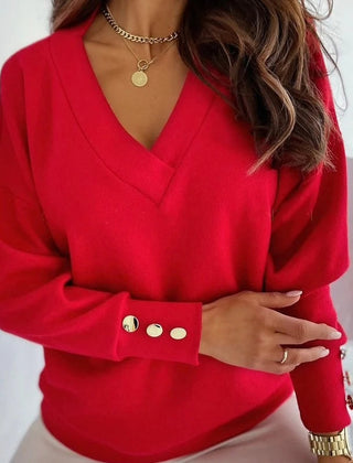 Loomelle - Deep V Neck Knit Sweater Everyday Layering — view 8 of 10