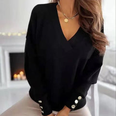 Loomelle - Deep V Neck Knit Sweater Everyday Layering — view 9 of 10