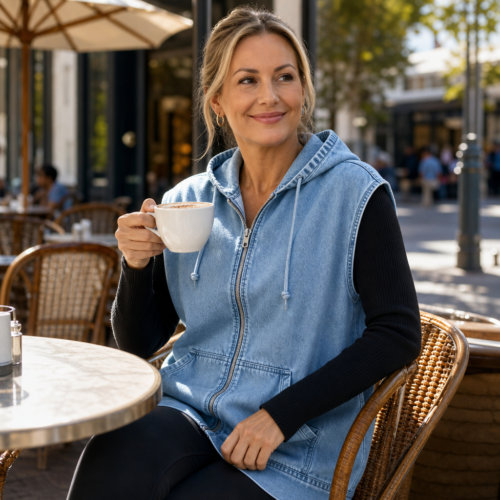 Loomora - Oversized Hooded Denim Style Vest Layering — view 3 of 10