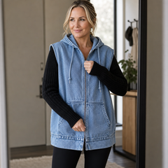 Loomora - Oversized Hooded Denim Style Vest Layering — view 7 of 10