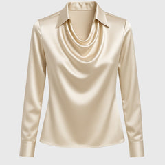 Lumetta - Pleated Neckline Draped Blouse For Versatile Styling — view 10 of 10