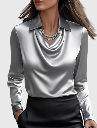 Lumetta - Pleated Neckline Draped Blouse For Versatile Styling — view 2 of 10