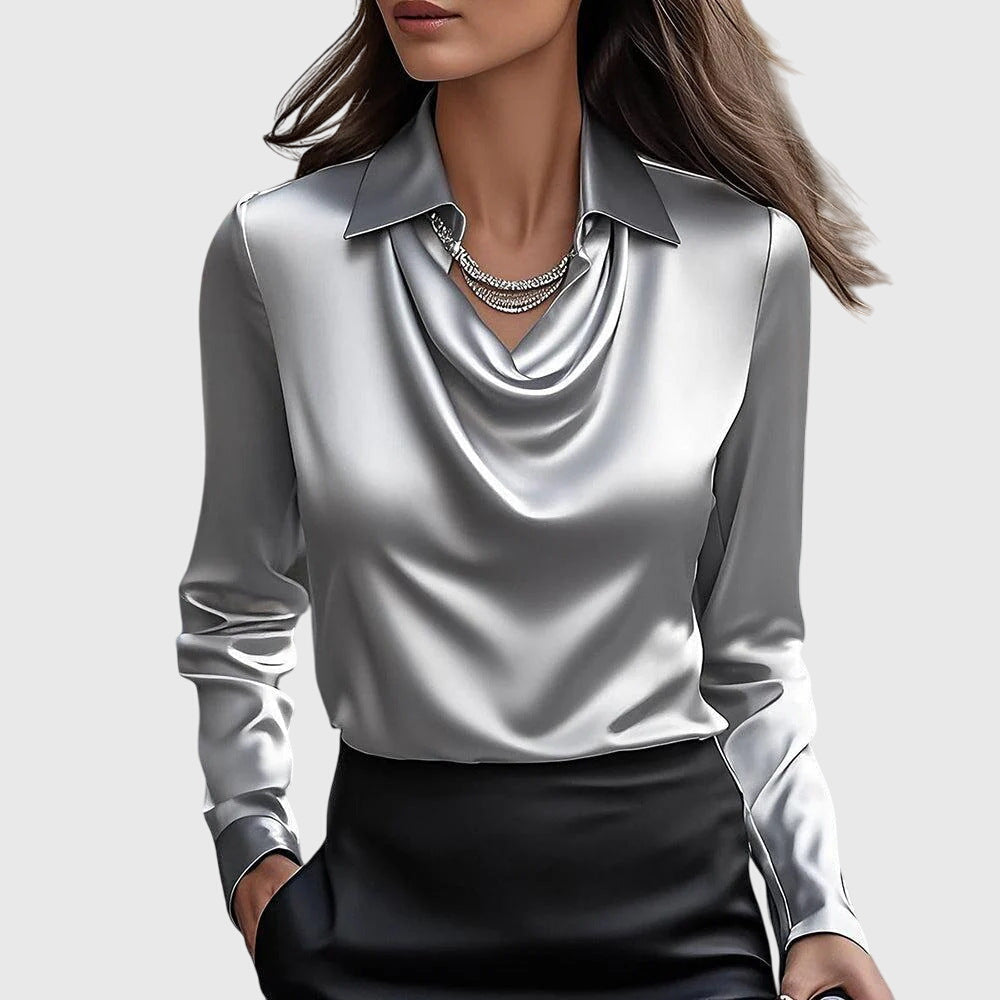 Lumetta - Pleated Neckline Draped Blouse For Versatile Styling — view 2 of 10