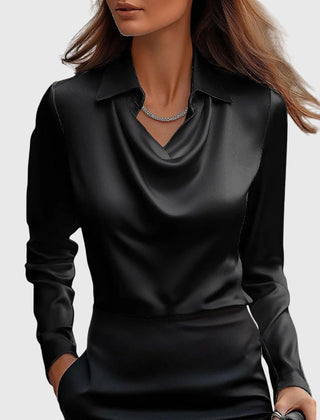 Lumetta - Pleated Neckline Draped Blouse For Versatile Styling — view 3 of 10
