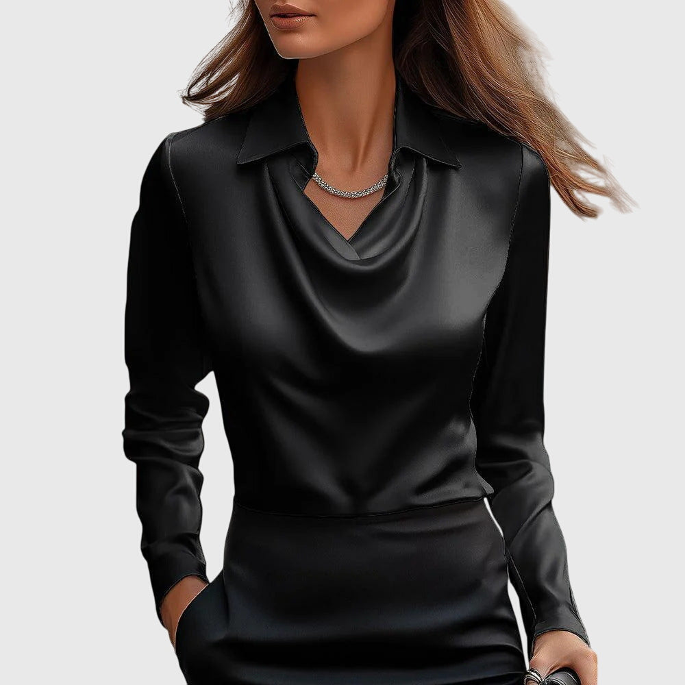Lumetta - Pleated Neckline Draped Blouse For Versatile Styling — view 3 of 10