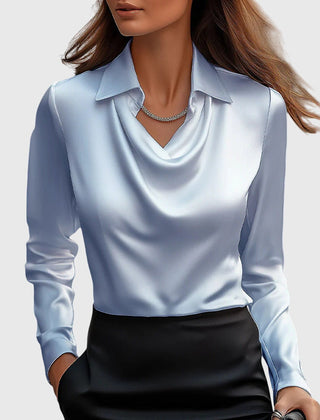 Lumetta - Pleated Neckline Draped Blouse For Versatile Styling — view 4 of 10