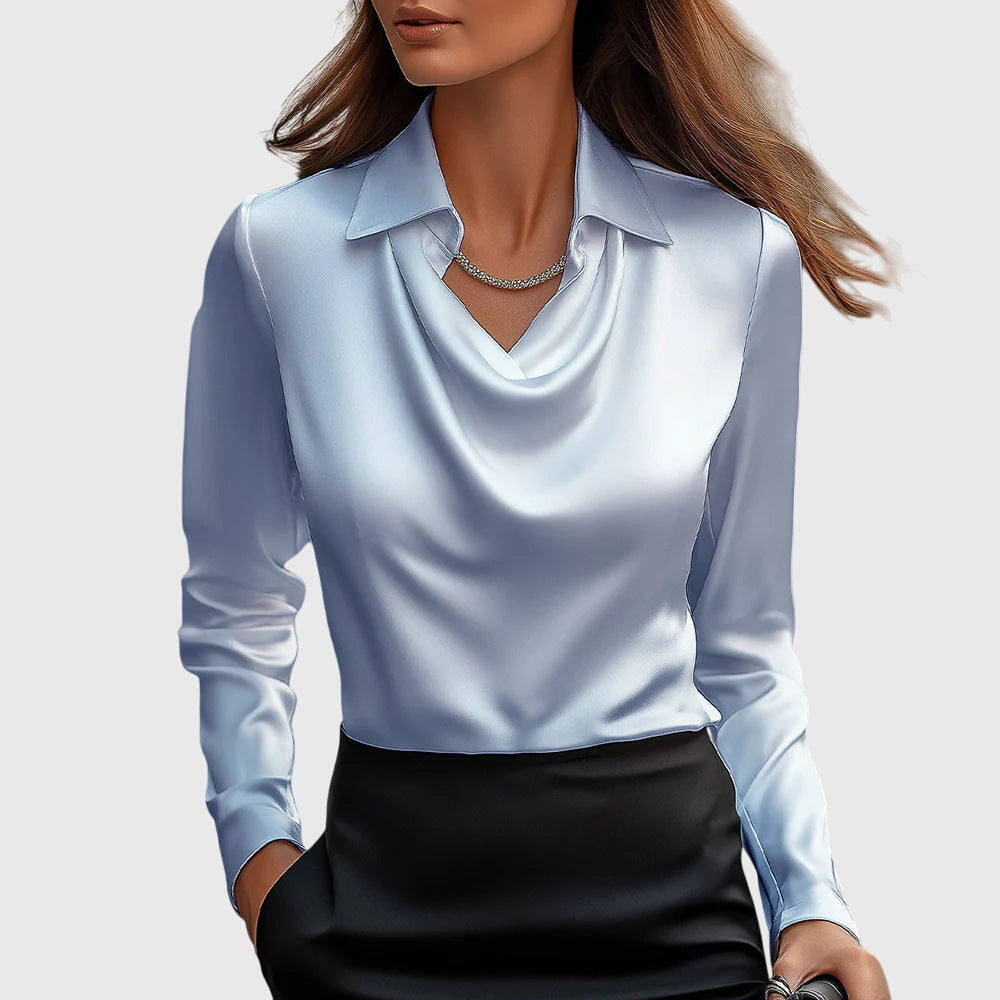 Lumetta - Pleated Neckline Draped Blouse For Versatile Styling — view 4 of 10