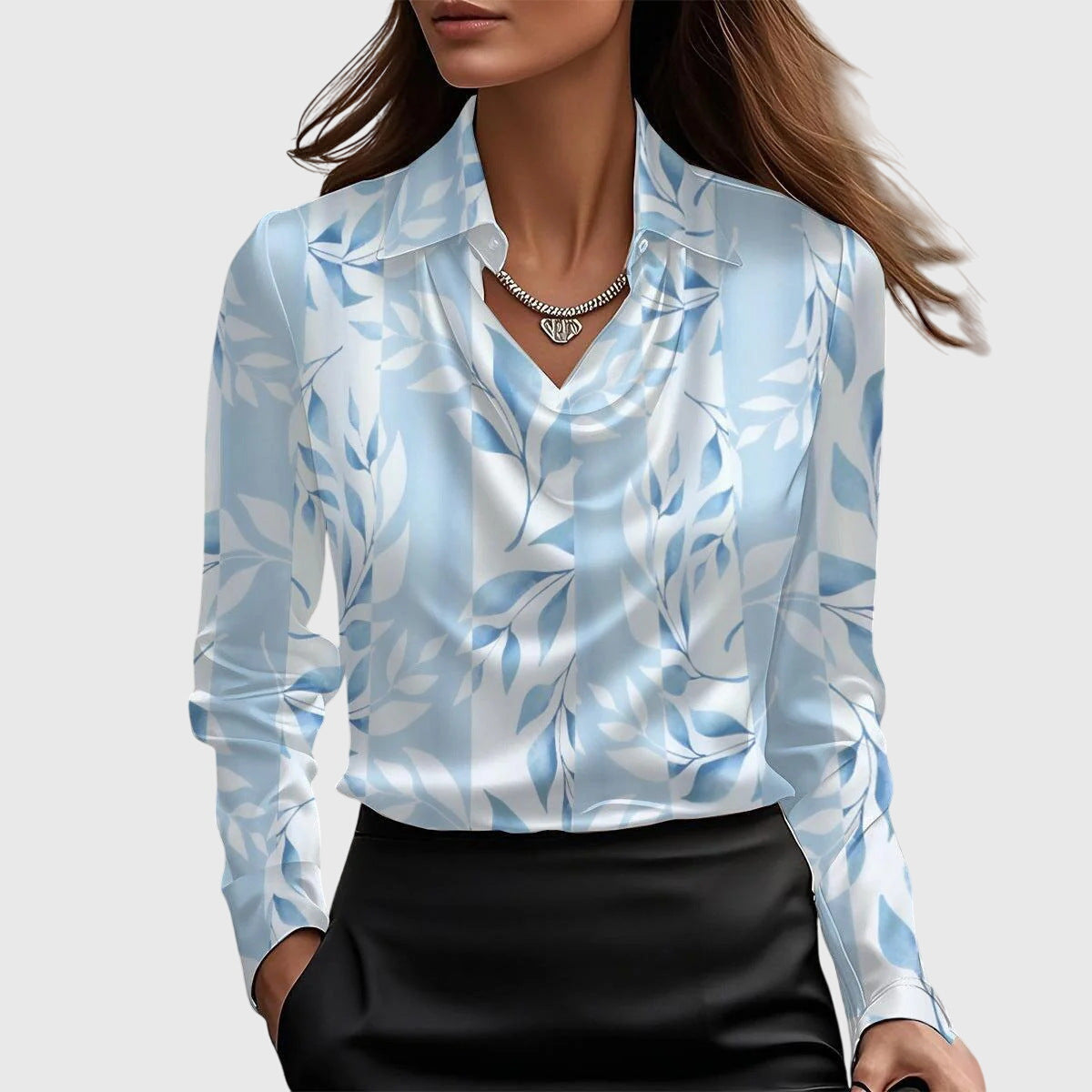 Lumetta - Pleated Neckline Draped Blouse For Versatile Styling — view 5 of 10