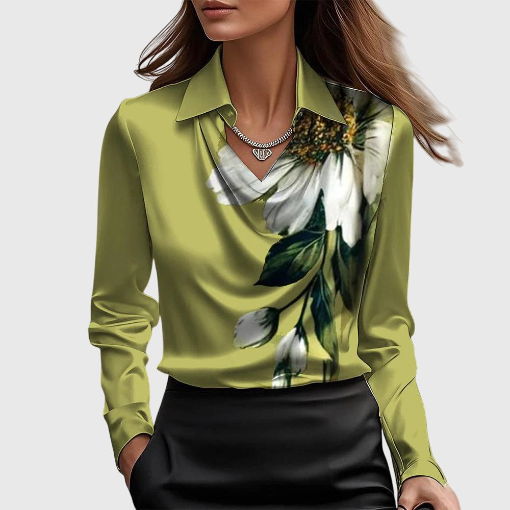 Lumetta - Pleated Neckline Draped Blouse For Versatile Styling — view 7 of 10