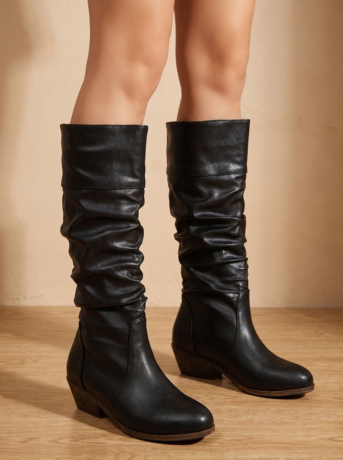 Marisol - Slouchy Knee-High Western Block Heel Boots