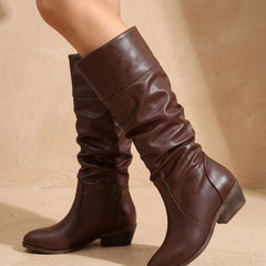 Marisol - Slouchy Knee-High Western Block Heel Boots — view 5 of 6