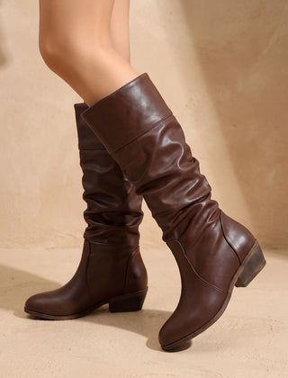 Marisol - Slouchy Knee-High Western Block Heel Boots — view 5 of 6