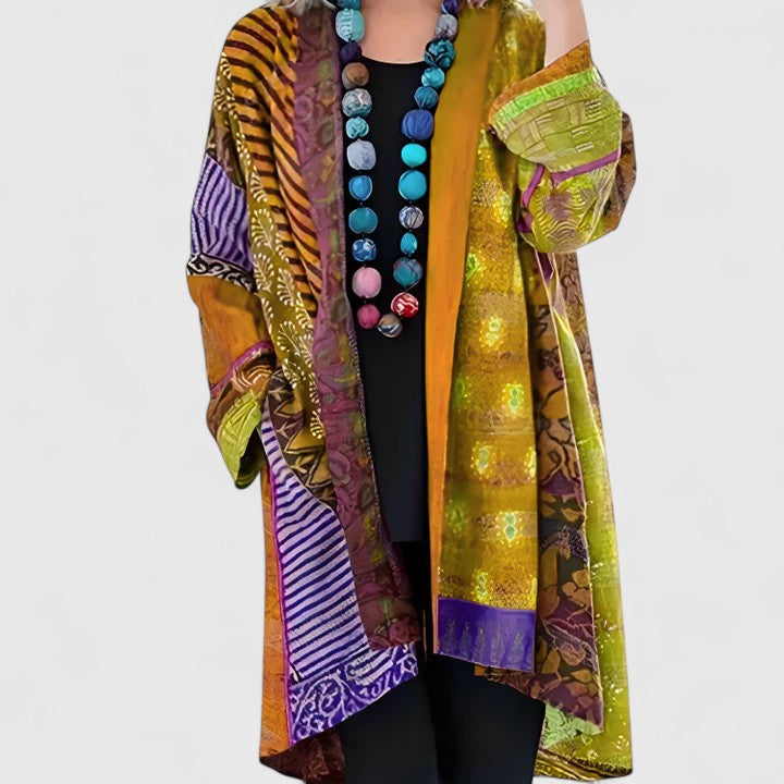 Marisole - Longline Patchwork Open Cardigan Everyday Layering — view 2 of 5