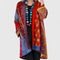 Marisole - Longline Patchwork Open Cardigan Everyday Layering — view 3 of 5