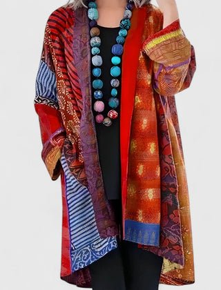 Marisole - Longline Patchwork Open Cardigan Everyday Layering — view 3 of 5