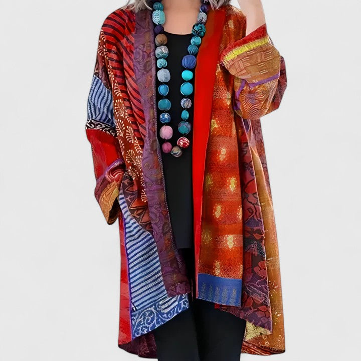 Marisole - Longline Patchwork Open Cardigan Everyday Layering — view 3 of 5