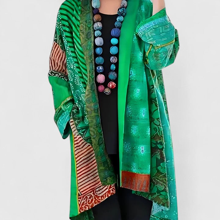 Marisole - Longline Patchwork Open Cardigan Everyday Layering — view 4 of 5