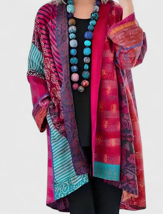 Marisole - Longline Patchwork Open Cardigan Everyday Layering — view 5 of 5