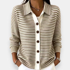 Marleigh - Striped Button Cardigan For Everyday Layering