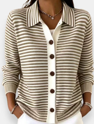 Marleigh - Striped Button Cardigan For Everyday Layering