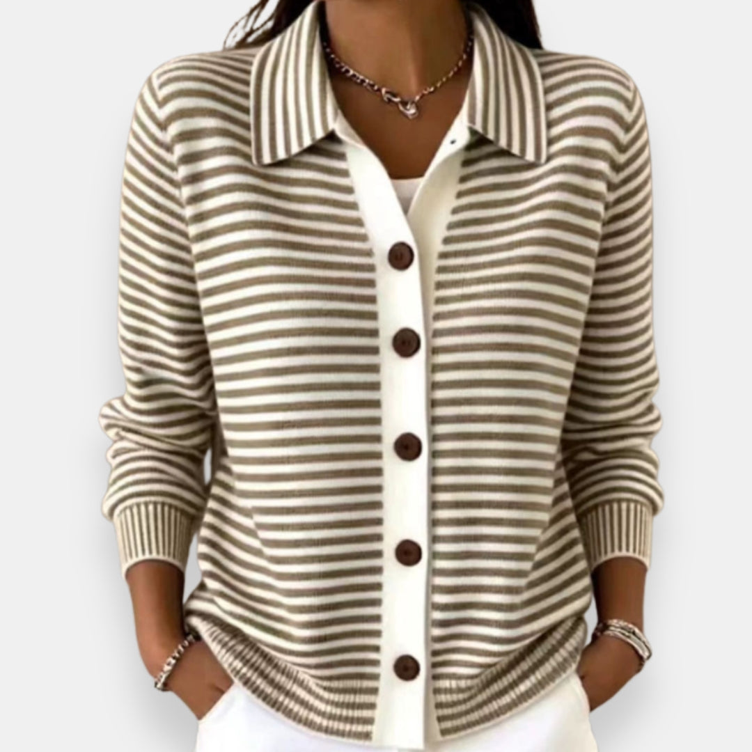 Marleigh - Striped Button Cardigan For Everyday Layering