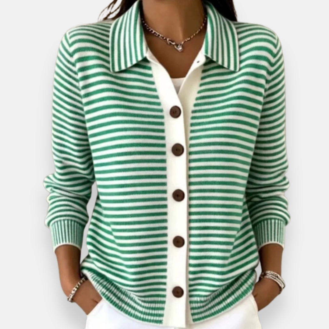 Marleigh - Striped Button Cardigan For Everyday Layering — view 2 of 6