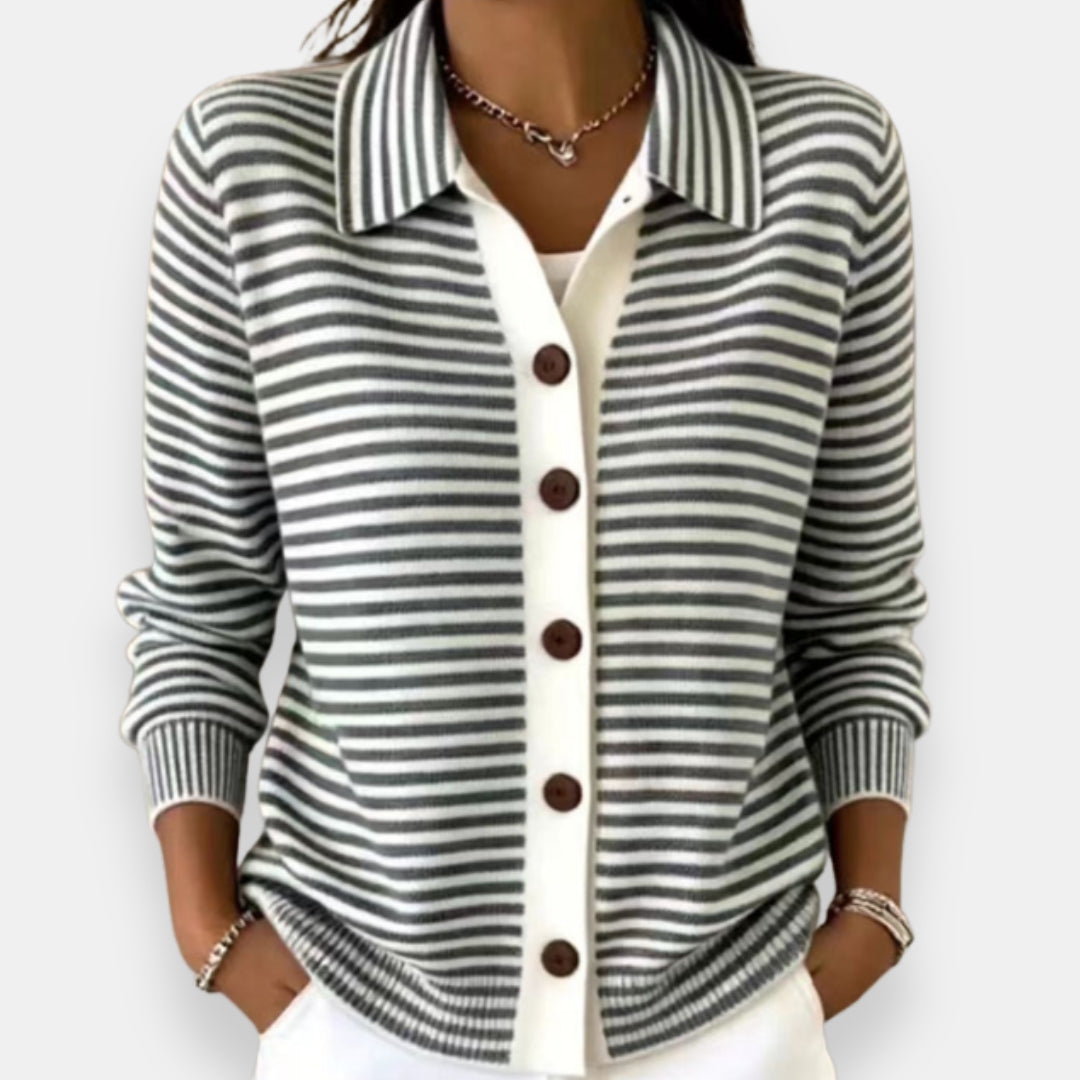 Marleigh - Striped Button Cardigan For Everyday Layering — view 3 of 6