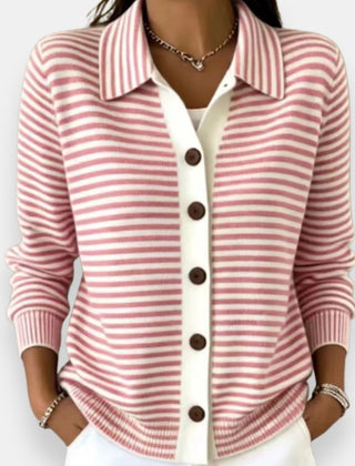 Marleigh - Striped Button Cardigan For Everyday Layering — view 4 of 6