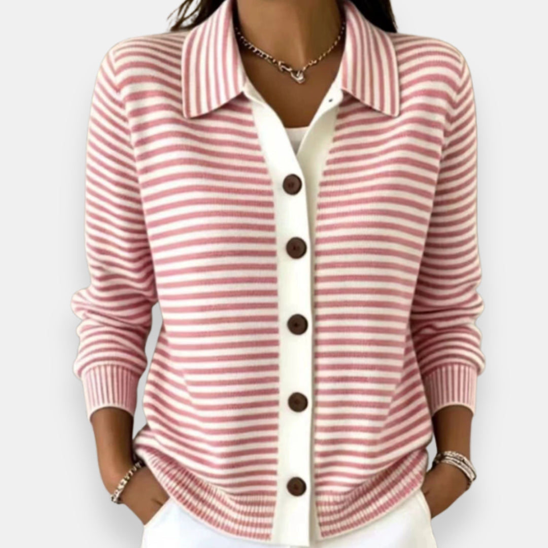 Marleigh - Striped Button Cardigan For Everyday Layering — view 4 of 6
