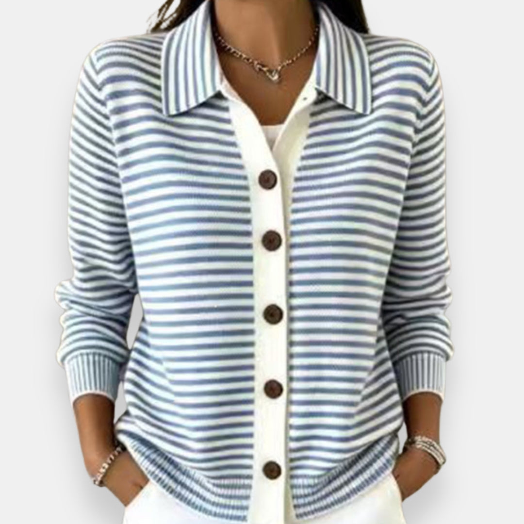 Marleigh - Striped Button Cardigan For Everyday Layering — view 5 of 6