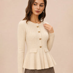 Marlestte - Textured Button Knit Sweater Autumn Winter Wear