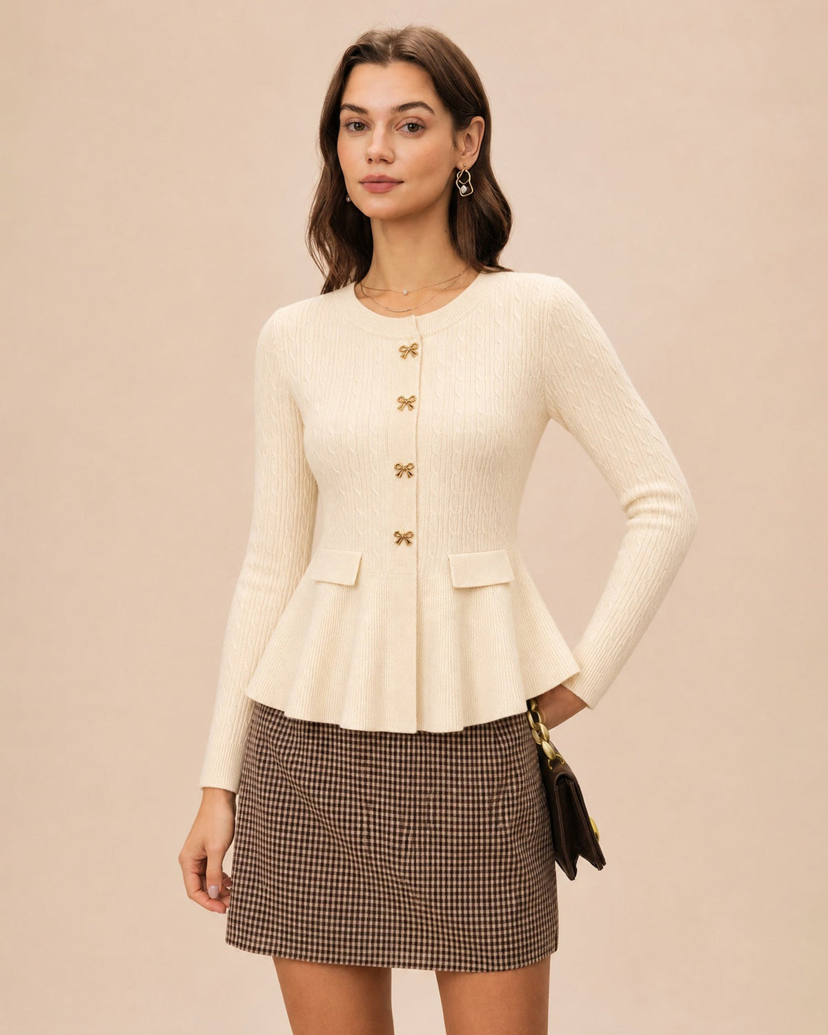 Marlestte - Textured Button Knit Sweater Autumn Winter Wear — view 2 of 9