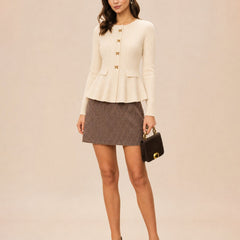 Marlestte - Textured Button Knit Sweater Autumn Winter Wear — view 4 of 9