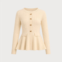 Marlestte - Textured Button Knit Sweater Autumn Winter Wear — view 7 of 9