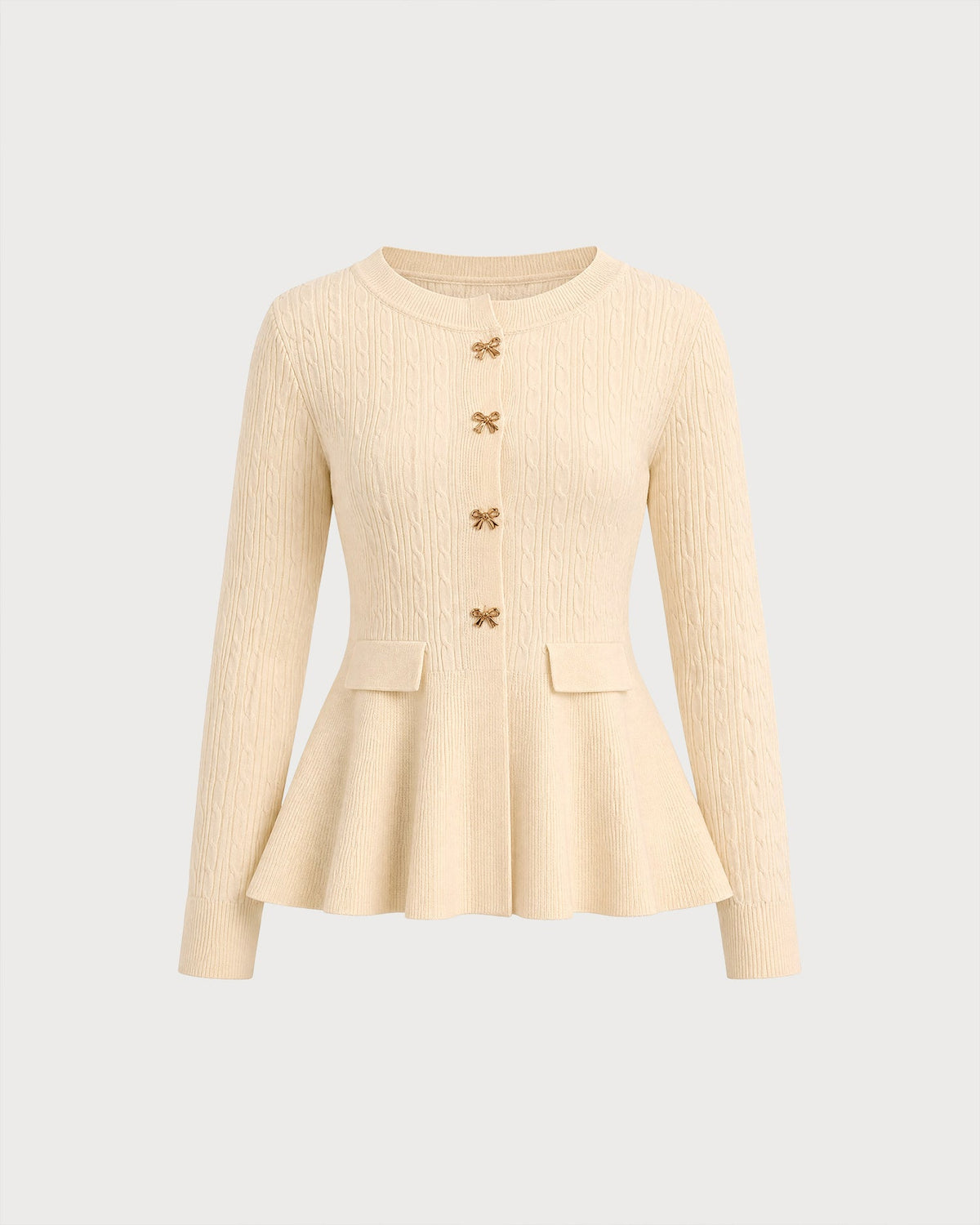 Marlestte - Textured Button Knit Sweater Autumn Winter Wear — view 7 of 9