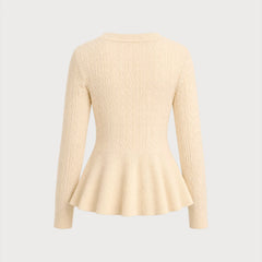 Marlestte - Textured Button Knit Sweater Autumn Winter Wear — view 8 of 9