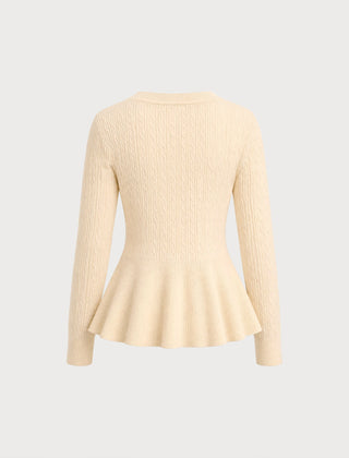 Marlestte - Textured Button Knit Sweater Autumn Winter Wear — view 8 of 9