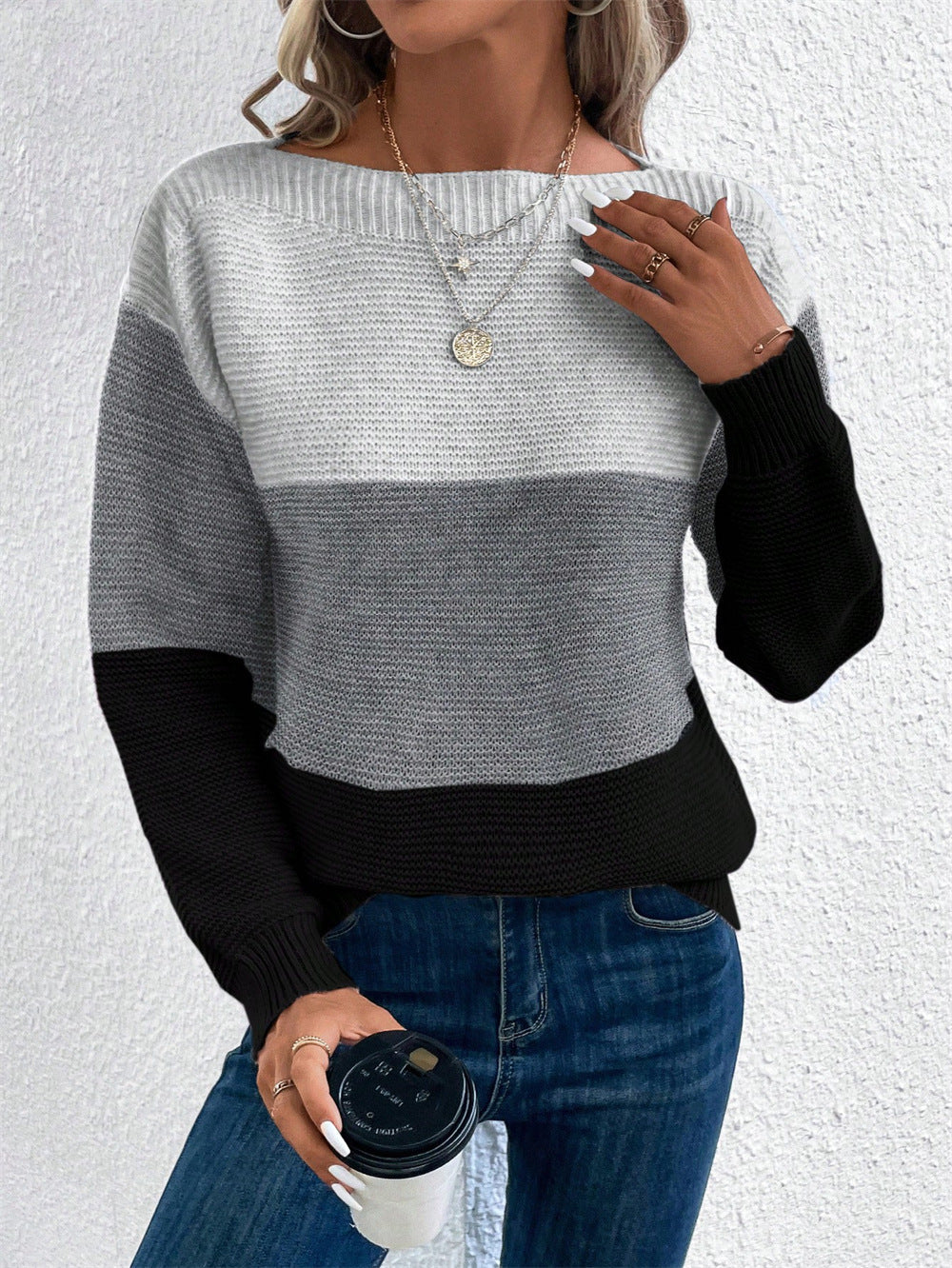 Marlonne - Colour Block Knit Pullover Relaxed Everyday Wear — view 5 of 6