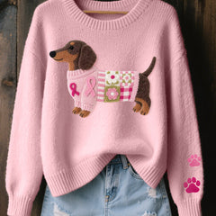 Marnelle - Knitted Dachshund Motif Sweater Winter Layering