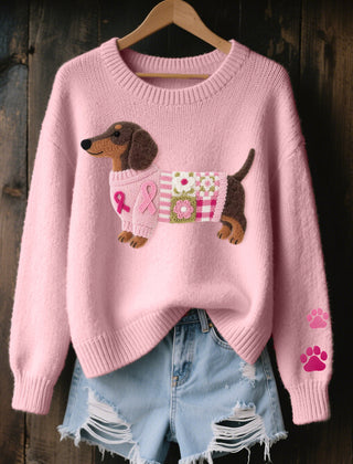 Marnelle - Knitted Dachshund Motif Sweater Winter Layering