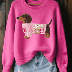 Marnelle - Knitted Dachshund Motif Sweater Winter Layering — view 2 of 5